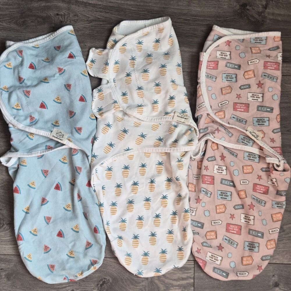 ​KeaBabies Organic Cotton Soothe Swaddle Wrap 3 Pack Beach Day Pineapple 0-3M